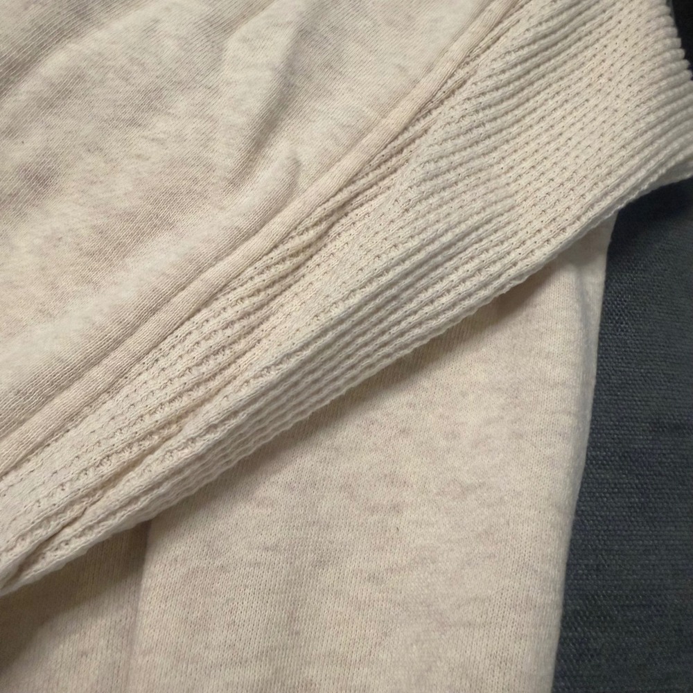 Aerie Womens Oversized Crewneck Sweatshirt Oatmeal Beige Waffle Sleeve Large - Picture 2 of 3